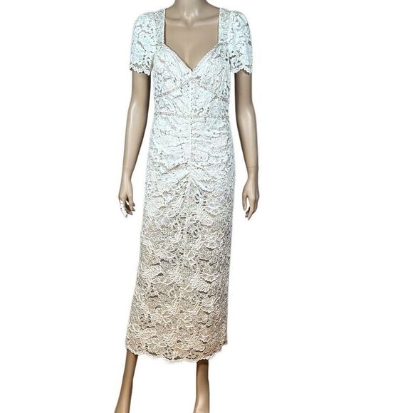 Self-Portrait Cream Cord Lace Diamanté Midi Dress Size US 6 / UK 10 NWT (035) - Picture 2 of 16